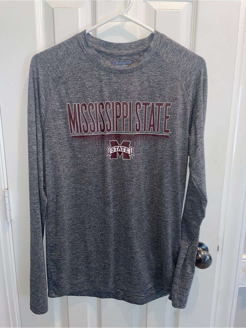 Champion Maroon Mississippi State Gray Long-Sleeve Performance Tee